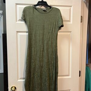 Green with black distressing maxi dress